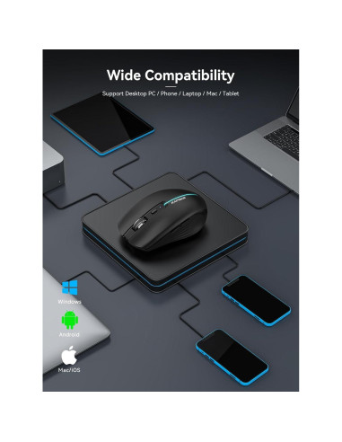 Ratón Inalámbrico RAPIQUE R110 Bluetooth Recargable Negro