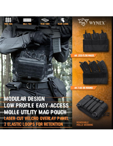 Bolsa Táctica Wynex Canguro Modular 23x5x16cm Negro