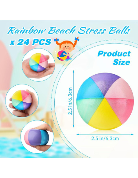 Jerify 24 Pelotas de Estrés Arcoíris 6.3 cm Espuma PU
