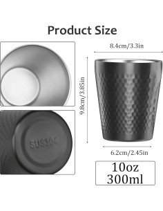 Tazas de Acero Inoxidable TIICOO 2 Paquetes 300ml Apilables 2