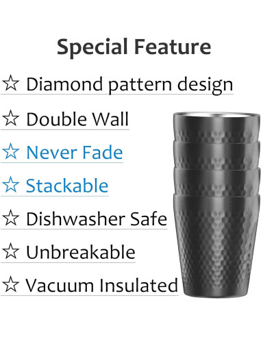 Tazas de Acero Inoxidable TIICOO 2 Paquetes 300ml Apilables