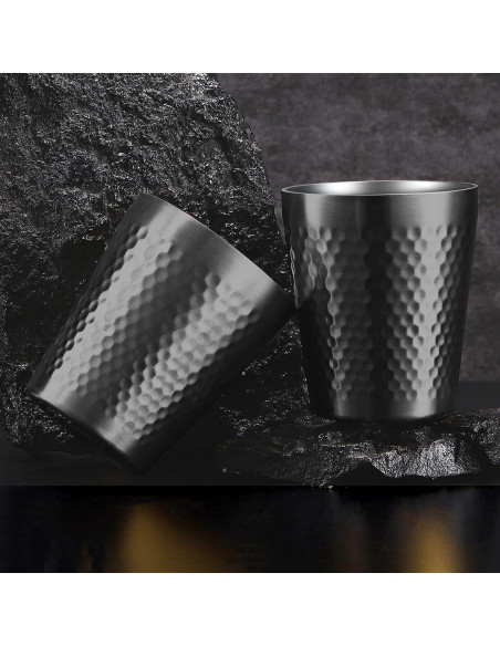 Tazas de Acero Inoxidable TIICOO 2 Paquetes 300ml Apilables
