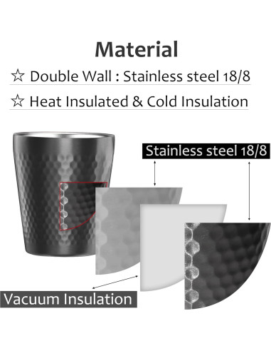 Tazas de Acero Inoxidable TIICOO 2 Paquetes 300ml Apilables