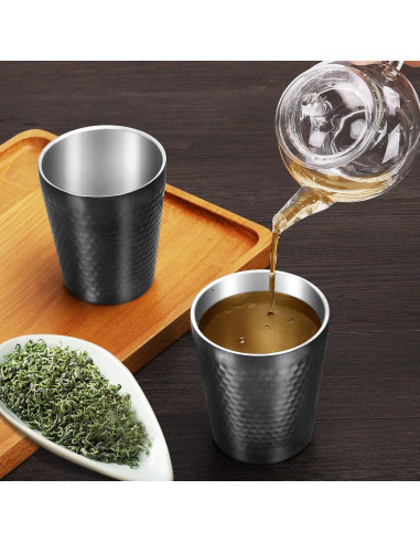 Tazas de Acero Inoxidable TIICOO 2 Paquetes 300ml Apilables