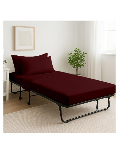 Sábanas de Cuna 4 Piezas Cottingon 71x191cm Algodón Burdeos