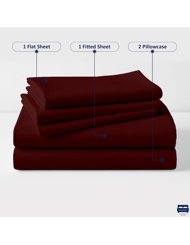 Sábanas de Cuna 4 Piezas Cottingon 71x191cm Algodón Burdeos