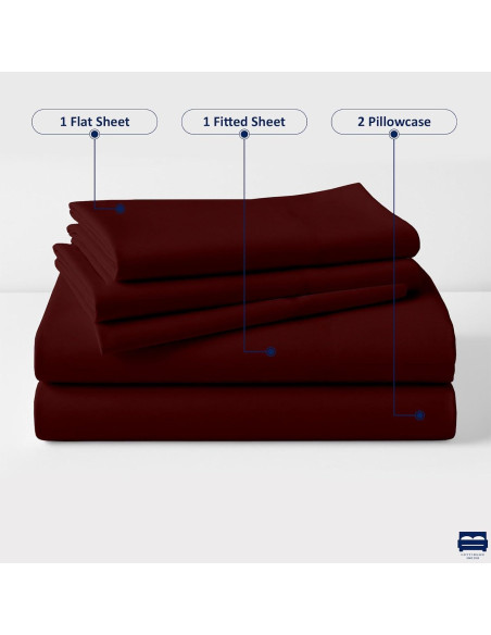 Sábanas de Cuna 4 Piezas Cottingon 71x191cm Algodón Burdeos