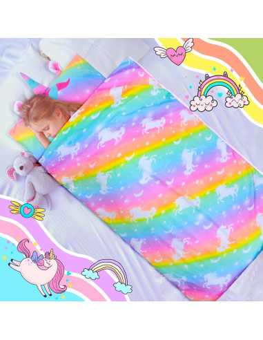 Saco de Dormir Fiodrimy Unicornio Rosa 137.4x80cm con Almohada