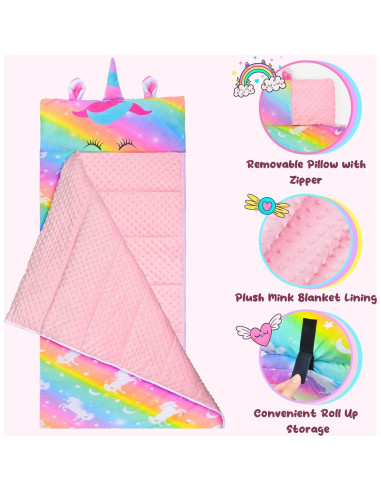 Saco de Dormir Fiodrimy Unicornio Rosa 137.4x80cm con Almohada