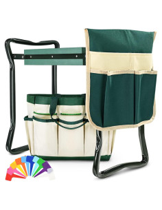 Banco de Jardín Plegable KVR con Asiento y Bolsa de Herramientas