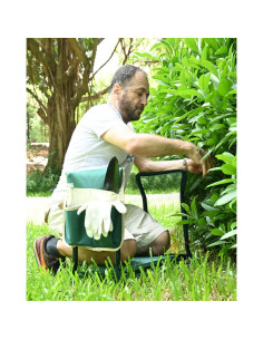 Banco de Jardín Plegable KVR con Asiento y Bolsa de Herramientas 2