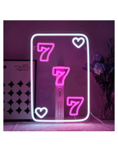 Cartel de Neón LED Virlusy 777 Rosa Dimmable para Decoración