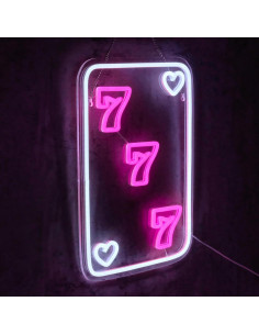 Cartel de Neón LED Virlusy 777 Rosa Dimmable para Decoración 2