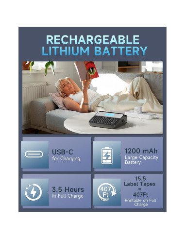 Máquina de Etiquetas Vixic D480BT 18mm Bluetooth Recargable