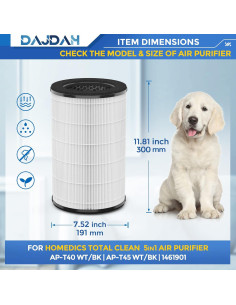 Filtro de Reemplazo DAJDAH AP-T40FL para Purificador Homedics 2