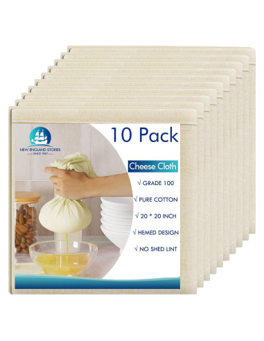 10 Paños de Queso Reutilizables New England Stories 50.8x50.8 cm