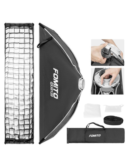 Softbox Rectangular FOMITO 30x120cm con Montaje Bowens