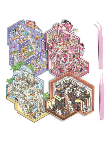 Set de Pegatinas 3D Reutilizables MVRPOWER - 4 Escenas DIY