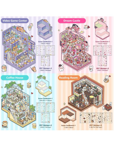 Set de Pegatinas 3D Reutilizables MVRPOWER - 4 Escenas DIY