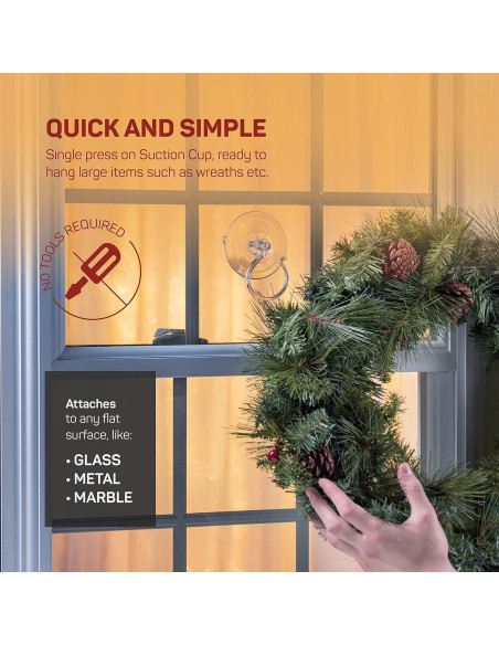 Colgador de Corona de Navidad Sewanta - Juego de 2 Ventosas 4.54 Kg