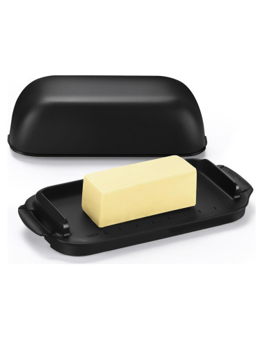 Plato de Mantequilla AONCO con Tapa 350g Libre de BPA Negro