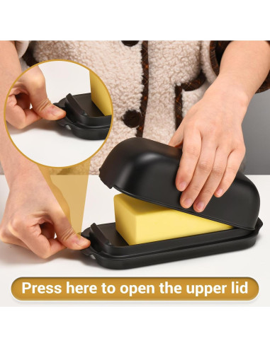 Plato de Mantequilla AONCO con Tapa 350g Libre de BPA Negro