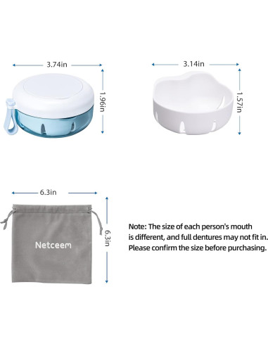 Kit de Taza para Dentaduras Necteem con Estuche Portátil 9.4cm