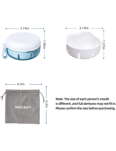 Kit de Taza para Dentaduras Necteem con Estuche Portátil 9.4cm