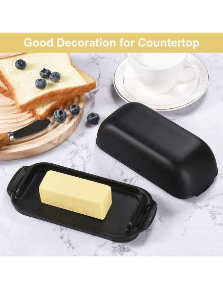 Plato de Mantequilla AONCO con Tapa 350g Libre de BPA Negro