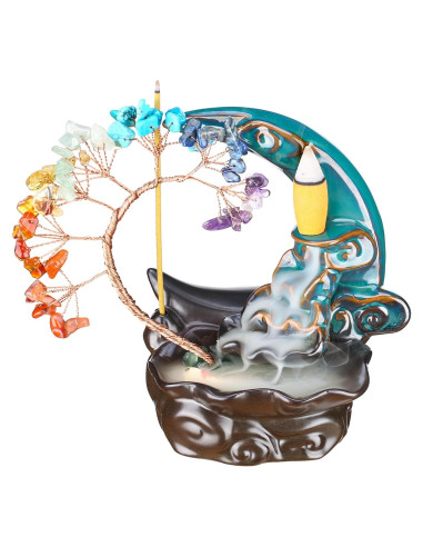 Quemador de Incienso CYYKDA Luna Azul Cerámica 12.7x7.6 cm