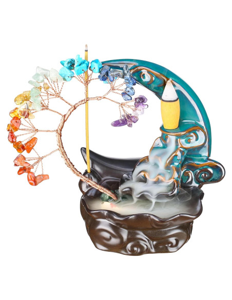 Quemador de Incienso CYYKDA Luna Azul Cerámica 12.7x7.6 cm