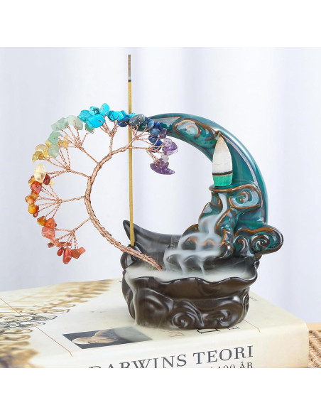 Quemador de Incienso CYYKDA Luna Azul Cerámica 12.7x7.6 cm