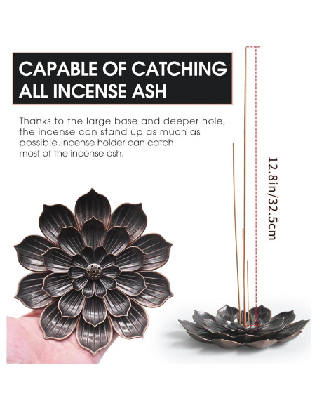 Soporte de Incienso Loto CVBUCKST 15 cm Zinc Fácil Limpieza
