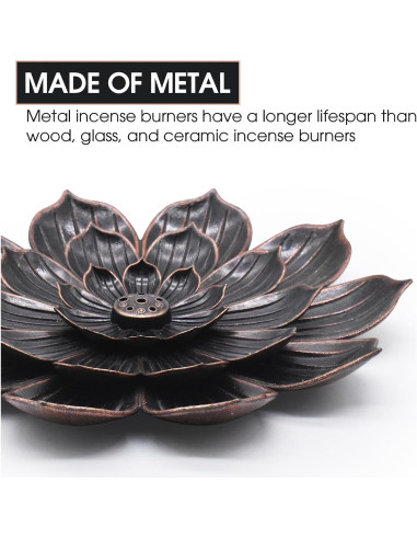 Soporte de Incienso Loto CVBUCKST 15 cm Zinc Fácil Limpieza