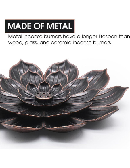 Soporte de Incienso Loto CVBUCKST 15 cm Zinc Fácil Limpieza