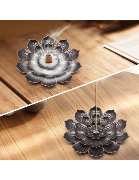 Soporte de Incienso Loto CVBUCKST 15 cm Zinc Fácil Limpieza