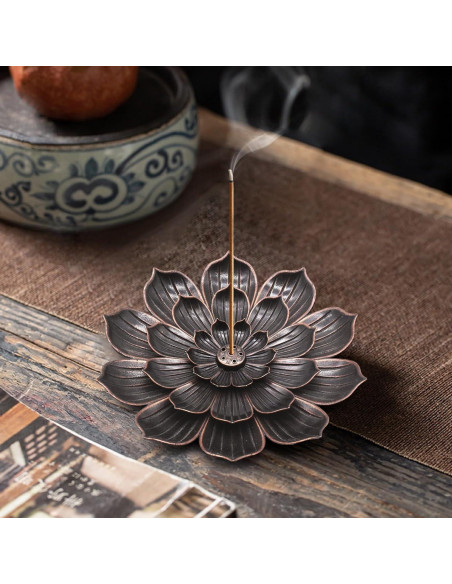 Soporte de Incienso Loto CVBUCKST 15 cm Zinc Fácil Limpieza