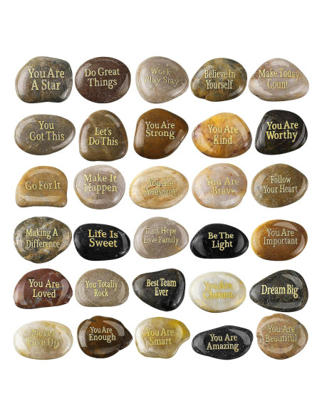 30 Piedras Inspiradoras Sasylvia - Mensajes Positivos 2.5-5 cm