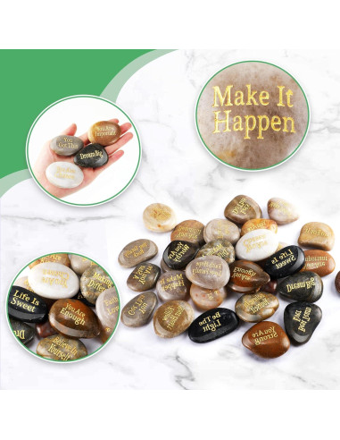 30 Piedras Inspiradoras Sasylvia - Mensajes Positivos 2.5-5 cm