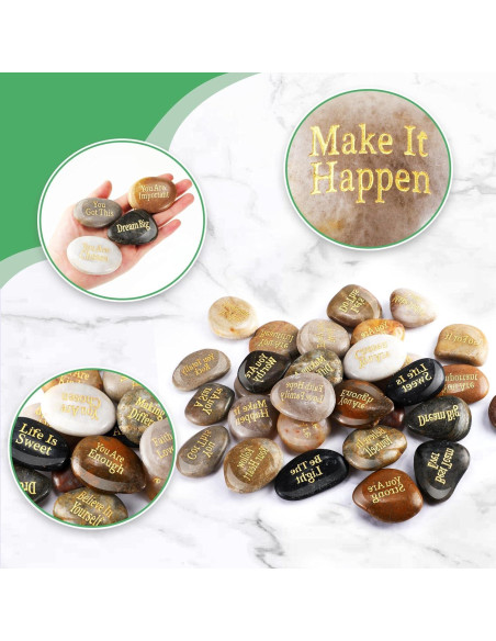 30 Piedras Inspiradoras Sasylvia - Mensajes Positivos 2.5-5 cm