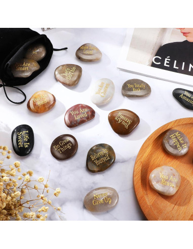 30 Piedras Inspiradoras Sasylvia - Mensajes Positivos 2.5-5 cm