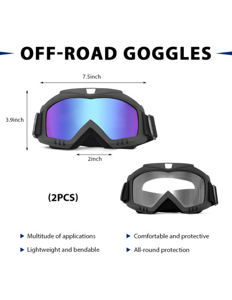 Gafas de Moto de Tierra MUQIDA Antivaho UV 2 PCS