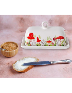 Plato de Mantequilla Cerámica con Tapa xrc 20x11cm Conejo 2