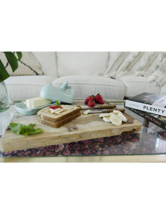 Plato de Mantequilla Creative Co-Op Ballena Aqua 17.8x11.4cm 2