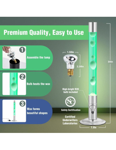 Lámpara de Movimiento Líquido LKUA 76 cm Cera Blanca Verde