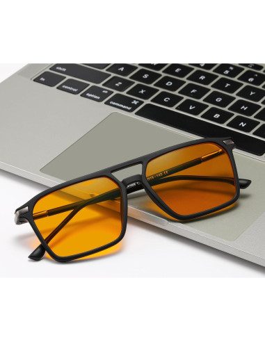 Gafas de lectura ZIHVEUC con lentes ámbar bloqueadores luz azul