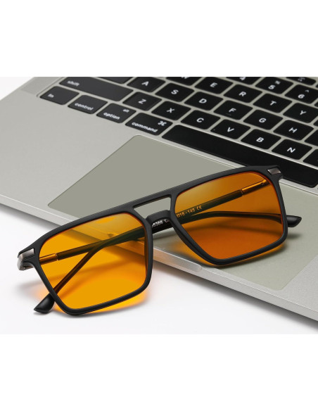 Gafas de lectura ZIHVEUC con lentes ámbar bloqueadores luz azul