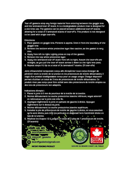 Juntas Tear Off TOGS para Gafas Oakley Airbrake - 5 Unidades