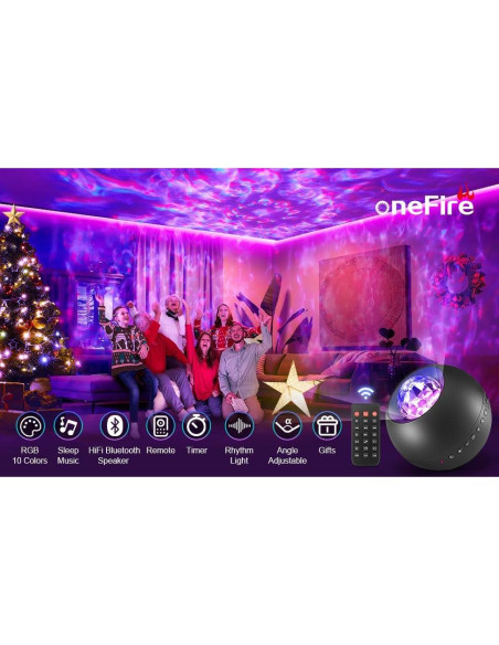 Proyector Galáctico One Fire LED con Bluetooth y Ruido Blanco