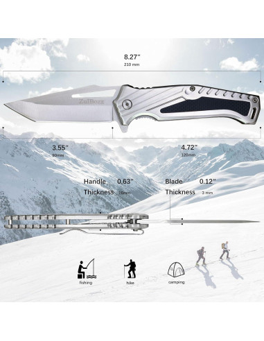 Cuchillo de bolsillo plegable ZulBozz 21 cm acero 440C EDC